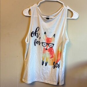 Trendy White Fox Print Tank Top (Bin B)